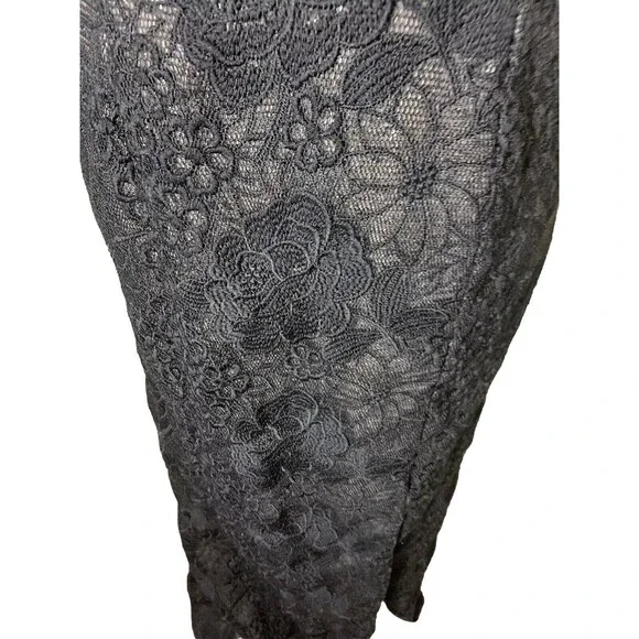 Badgley Mischka Womens Karmin Gown Dress Black Lace Overlay Sequined Gown Sz 8 - Picture 5 of 15